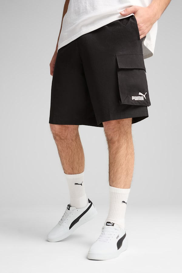 Essentials No.1 Logo Woven Cargo 9" Shorts Men, PUMA Black, extralarge-GBR